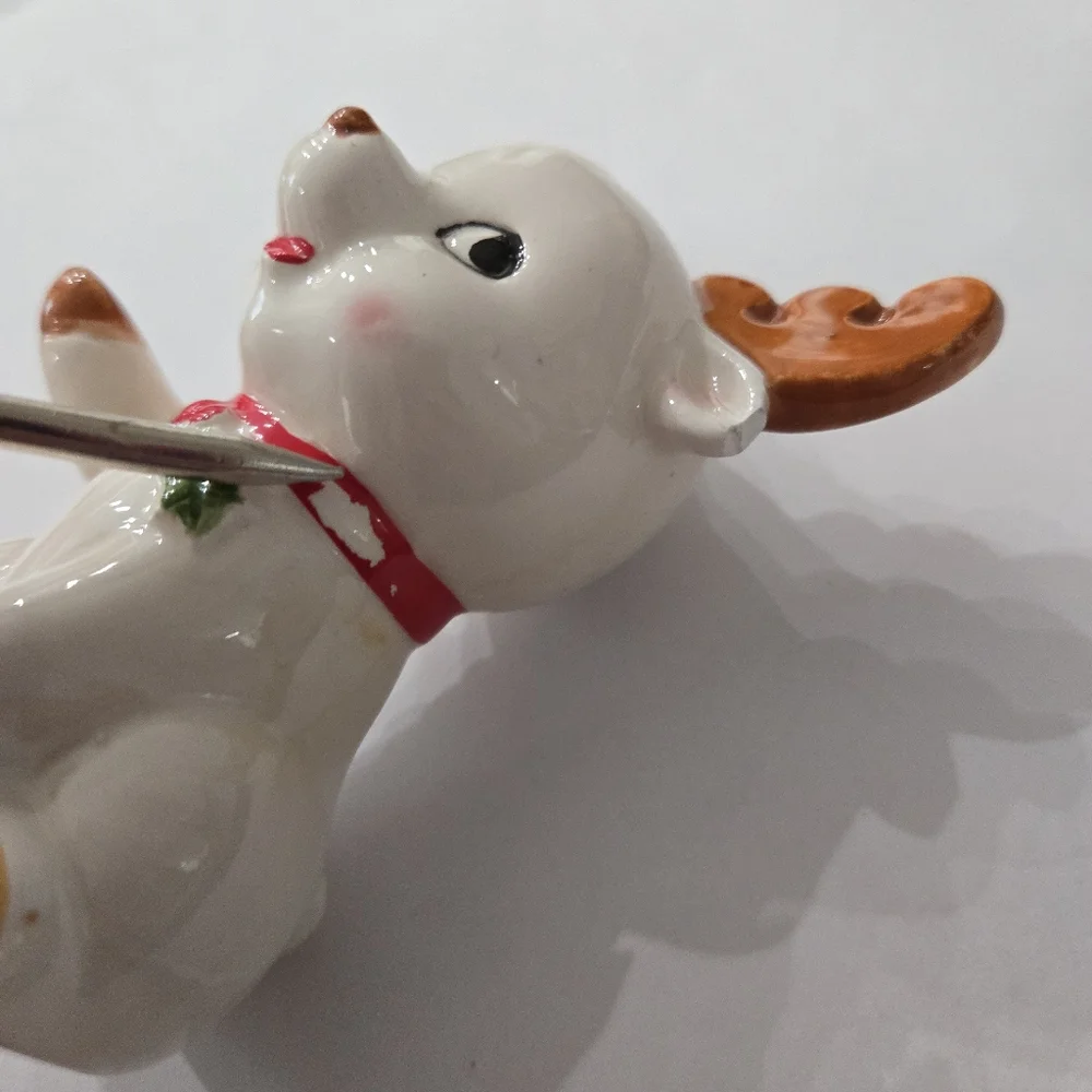 Vintage Christmas Baby Reindeer Salt & Pepper Shakers Made in Japan